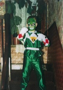 Matt Pinder dressed as a Power Ranger